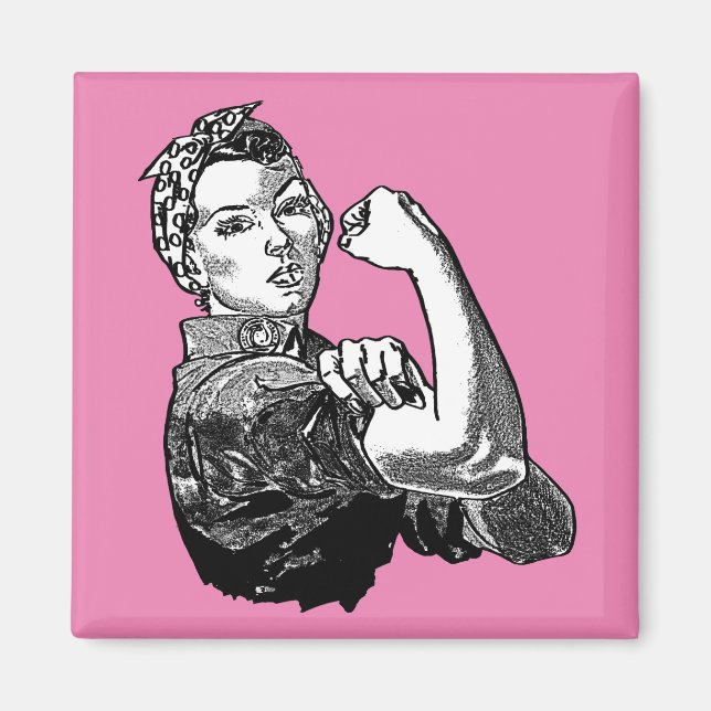 Rosie-The-Riveter Feminist Line-Art Graphic Magnet (Front)