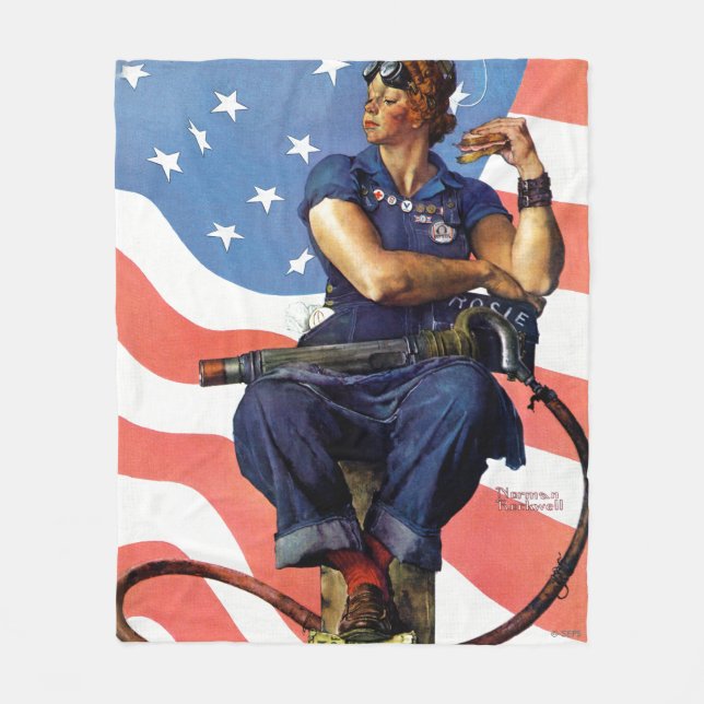 Rosie the Riveter Fleece Blanket (Front)