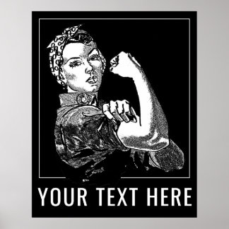 Rosie-The-Riveter Graphic Line Art Customizable Poster