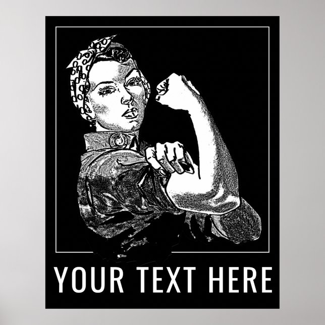 Rosie-The-Riveter Graphic Line Art Customizable Poster (Front)