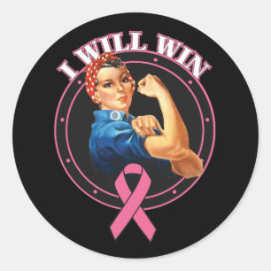 Rosie The Riveter I Will Win Breast Cancer Classic Round Sticker