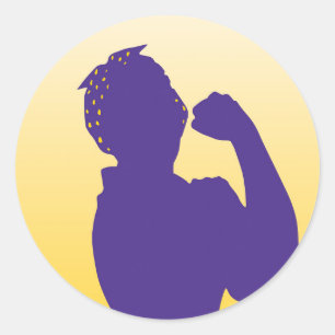 Rosie the Riveter in Purple and Gold Classic Round Sticker