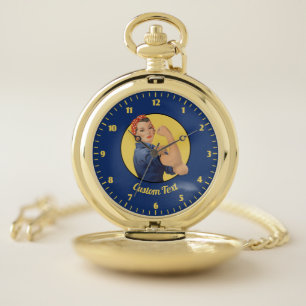 Rosie the Riveter Large Clock Pocket Watch