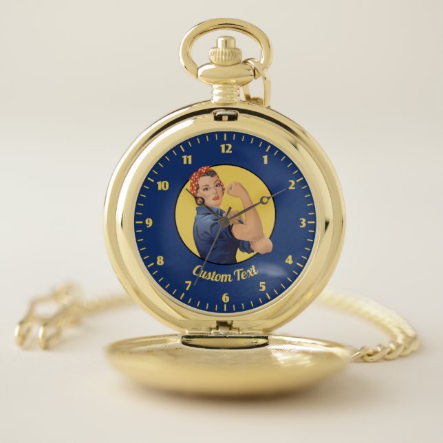 Rosie the Riveter Large Clock Pocket Watch (Inside)