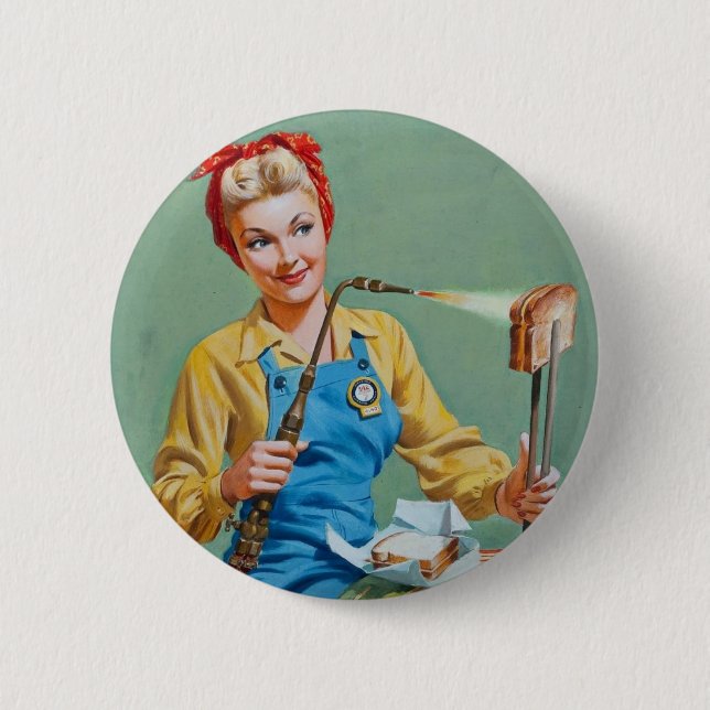 Rosie the Riveter Makes Toasted Cheese Button (Front)