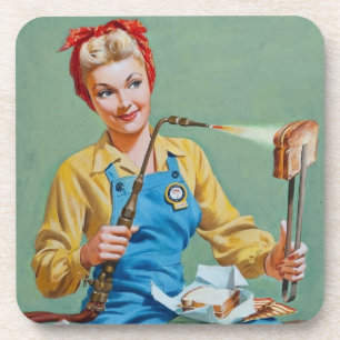 Rosie the Riveter Makes Toasted Cheese Drink Coaster