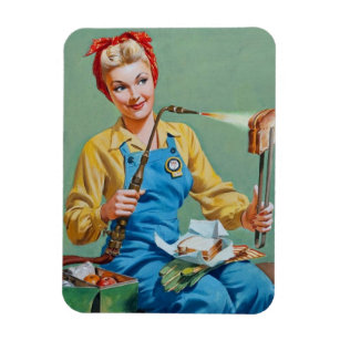 Rosie the Riveter Makes Toasted Cheese Magnet