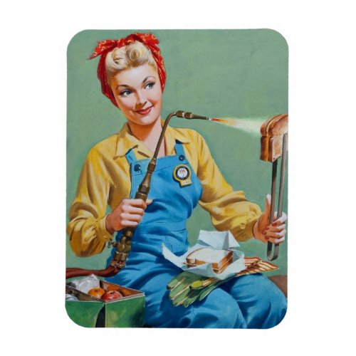 Rosie the Riveter Makes Toasted Cheese Magnet