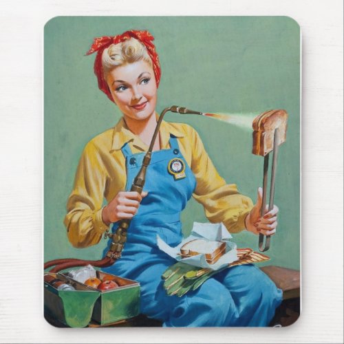 Rosie the Riveter Makes Toasted Cheese Mouse Pad