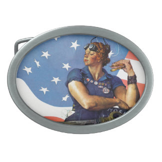 "Rosie the Riveter" Oval Belt Buckle