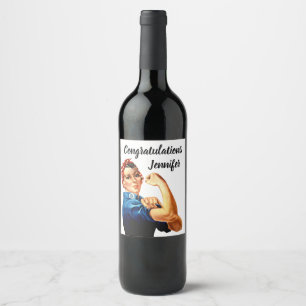 Rosie the Riveter Personalize Wine Label