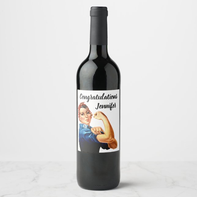 Rosie the Riveter Personalize Wine Label (Front)