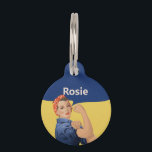 Rosie the Riveter Pet ID Tag<br><div class="desc">Rosie the Riveter. Custom background and banner color. Custom text on both sides.</div>