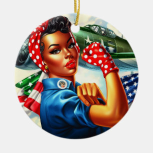 Rosie the Riveter Pin-up Girl Christmas Ornament