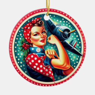 Rosie the Riveter Pin-up Girl Christmas Ornament