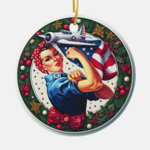 Rosie the Riveter Pin-up Girl Christmas Ornament
