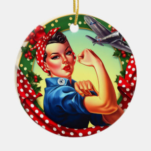 Rosie the Riveter Pin-up Girl Christmas Ornament