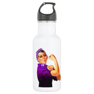 Rosie The Riveter - Purple Fibromyalgia Water Bottle