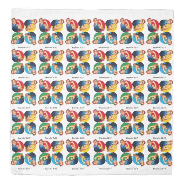 ROSIE THE RIVETER Queen Duvet Cover (Front)