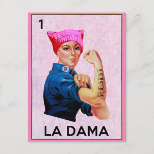 Rosie the Riveter Resists La Dama Loteria Holiday Postcard