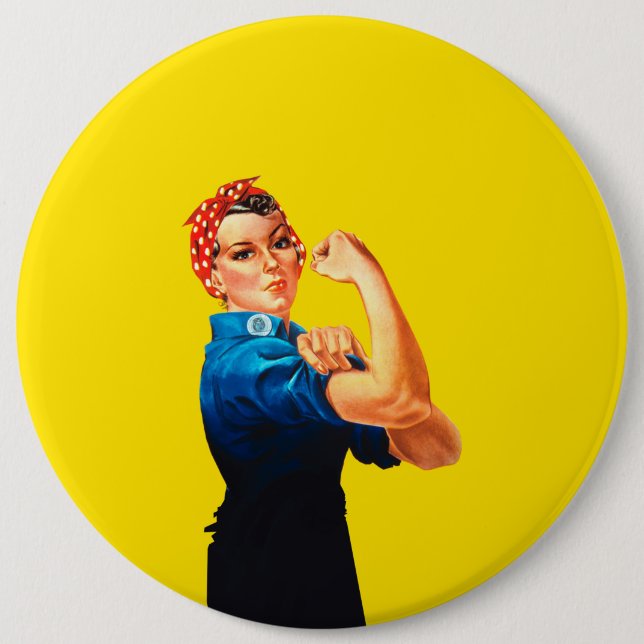 Rosie The Riveter Retro Design Style Button (Front)