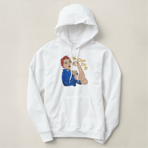 Rosie The Riveter Retro Style Large Embroidery Embroidered Hoodie