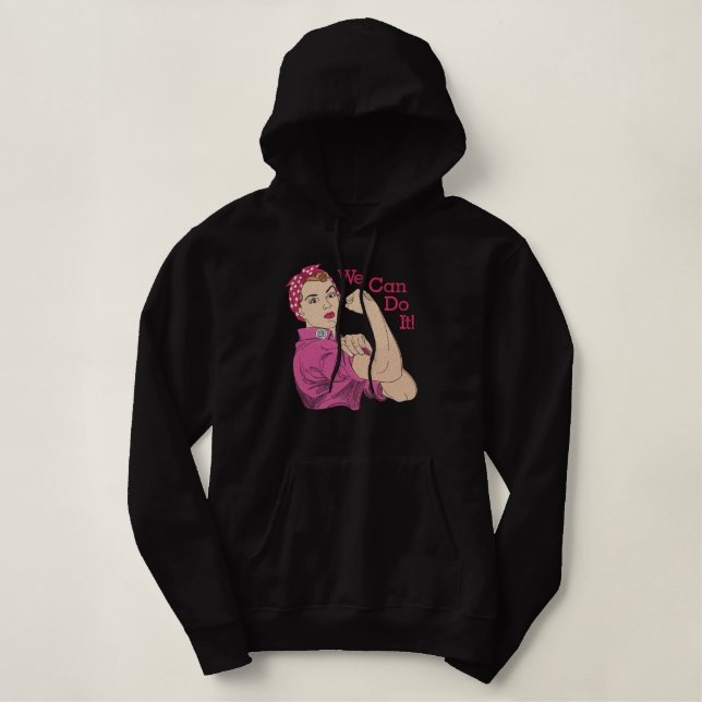 Rosie The Riveter Retro Style Large Embroidery Embroidered Hoodie (Design Front)