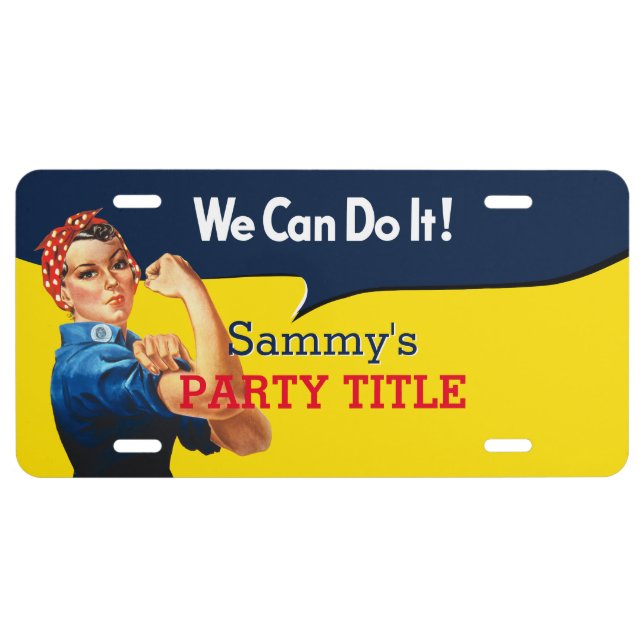 Rosie The Riveter Retro Style License Plate (Front)