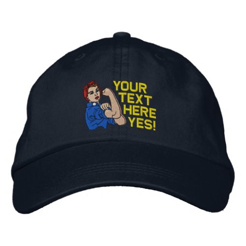 Rosie The Riveter Retro Style with Your Text Embroidered Baseball Cap