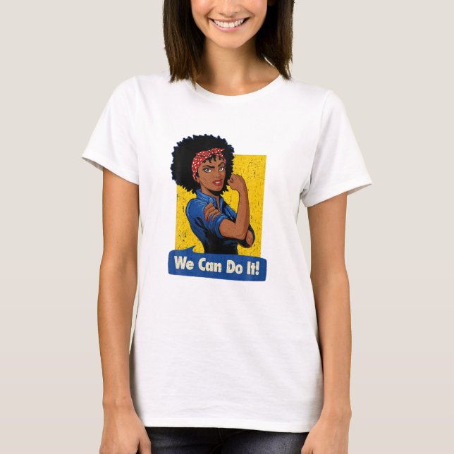 Rosie The Riveter Shirt Black Strong Women We Can  (Front)