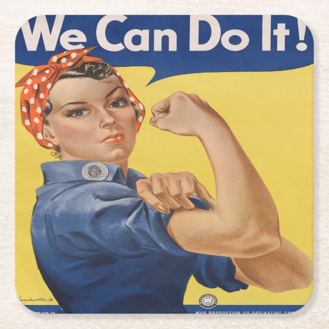 Rosie the Riveter Square Paper Coaster (Front)