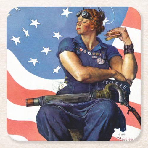 Rosie the Riveter Square Paper Coaster