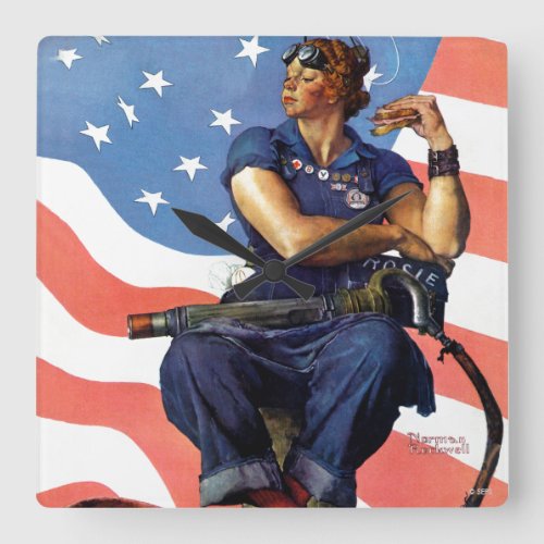 Rosie the Riveter Square Wall Clock