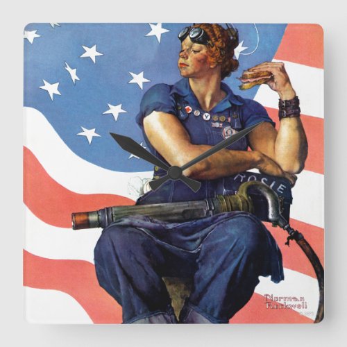 Rosie the Riveter Square Wall Clock