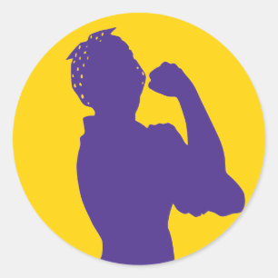 Rosie the Riveter sticker with customizable colors