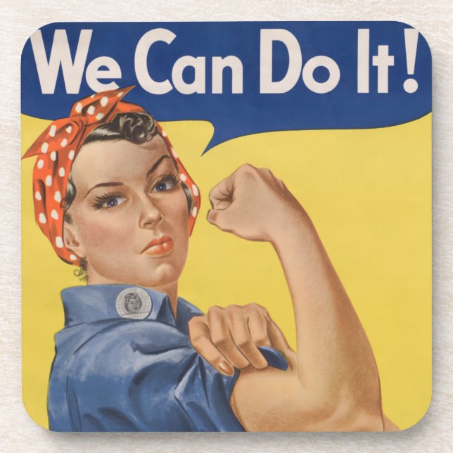 Rosie the Riveter: Strong Women Female Empowerment Beverage Coaster (Front)