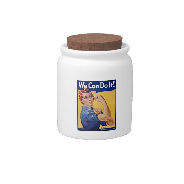 Rosie the Riveter: Strong Women Female Empowerment Candy Jar (Front)