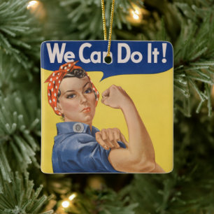 Rosie the Riveter: Strong Women Female Empowerment Ceramic Ornament