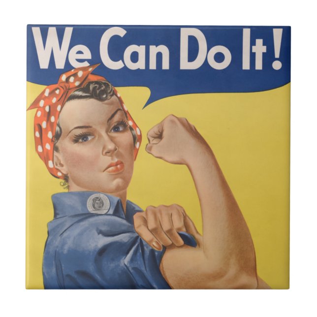 Rosie the Riveter: Strong Women Female Empowerment Ceramic Tile (Front)
