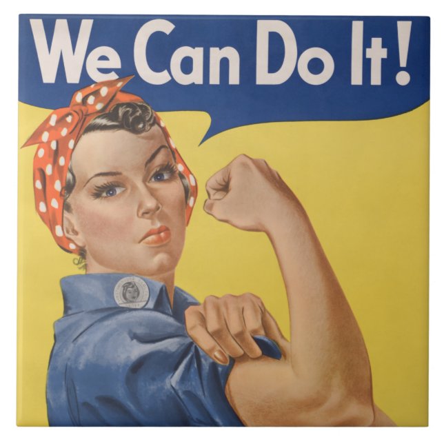 Rosie the Riveter: Strong Women Female Empowerment Ceramic Tile (Front)