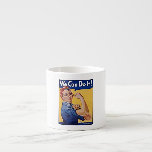 Rosie the Riveter: Strong Women Female Empowerment Espresso Cup (Front)