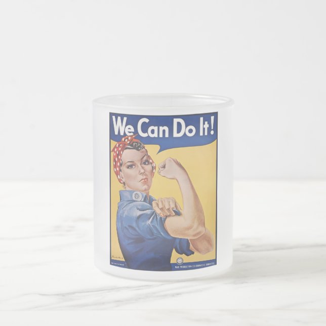 Rosie the Riveter: Strong Women Female Empowerment Frosted Glass Coffee Mug (Center)