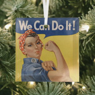 Rosie the Riveter: Strong Women Female Empowerment Glass Ornament