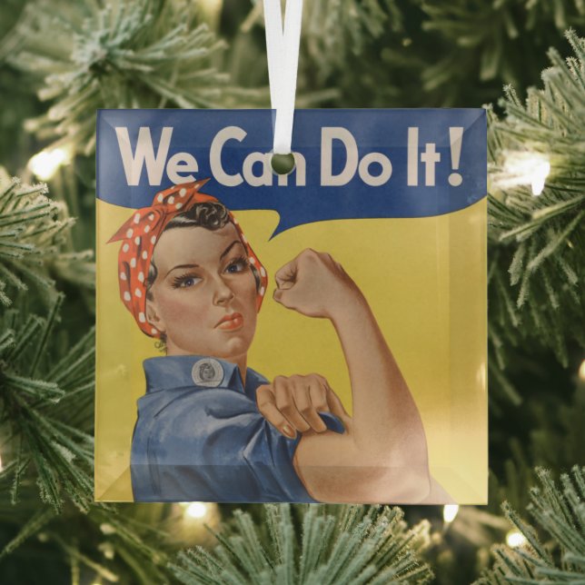 Rosie the Riveter: Strong Women Female Empowerment Glass Ornament (Insitu)