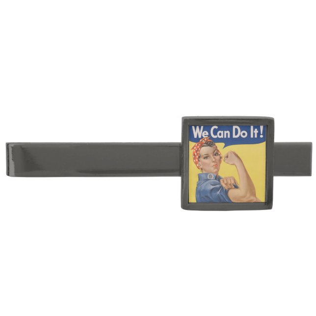 Rosie the Riveter: Strong Women Female Empowerment Gunmetal Finish Tie Bar (Front)