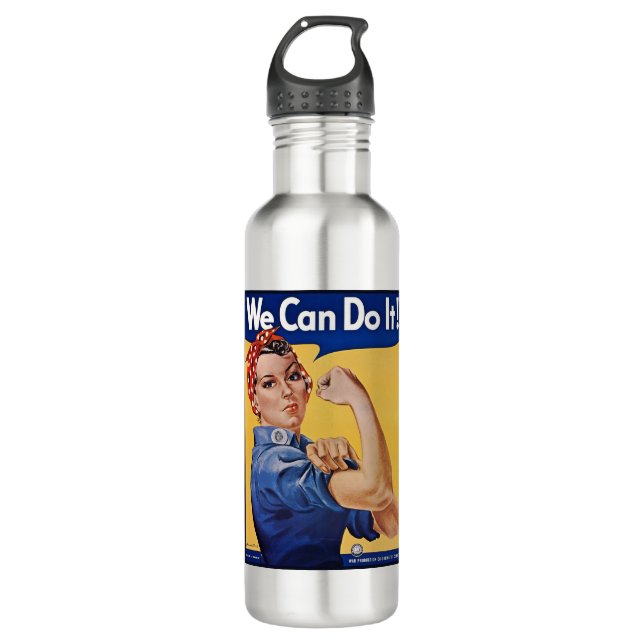 Rosie the Riveter: Strong Women Female Empowerment Stainless Steel Water Bottle (Front)