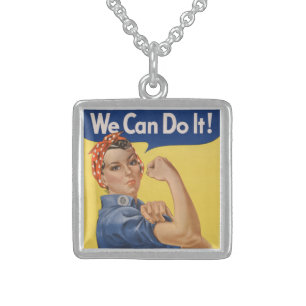 Rosie the Riveter: Strong Women Female Empowerment Sterling Silver Necklace