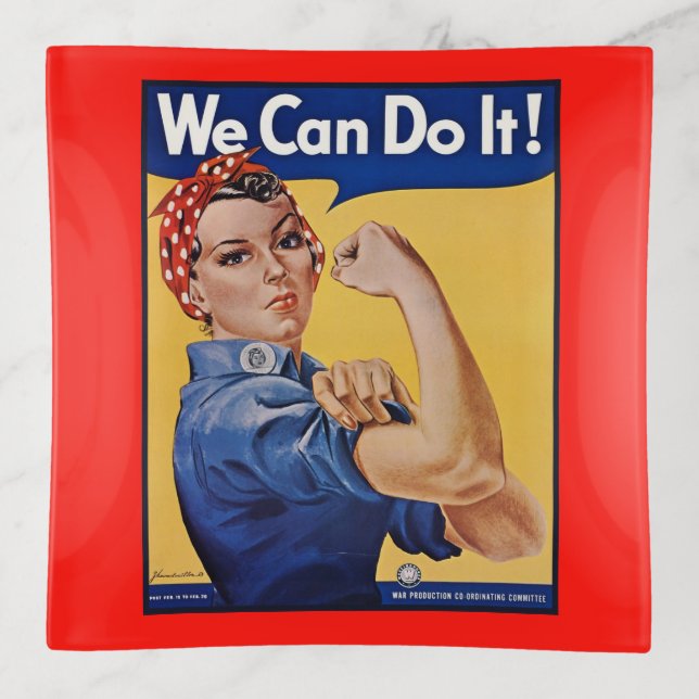 Rosie the Riveter: Strong Women Female Empowerment Trinket Tray (Front)