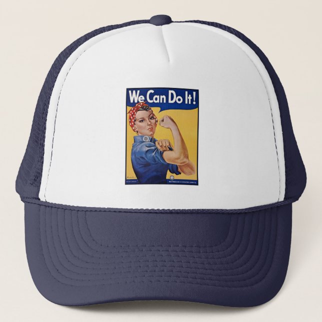 Rosie the Riveter: Strong Women Female Empowerment Trucker Hat (Front)
