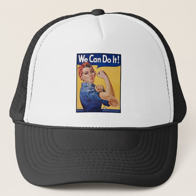 Rosie the Riveter: Strong Women Female Empowerment Trucker Hat (Front)